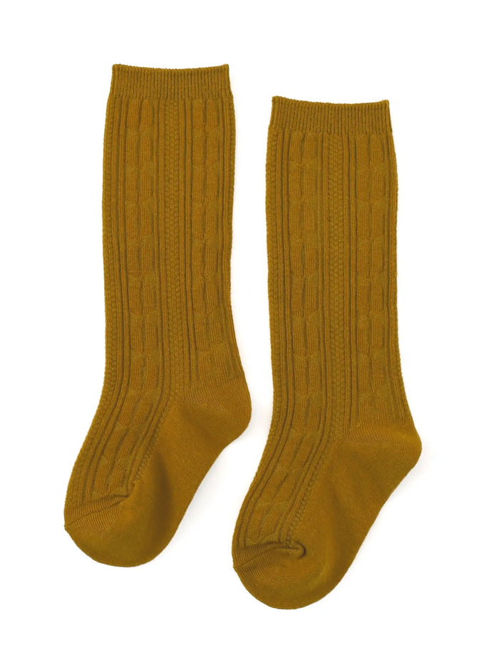 Cable Knit Knee High Sock- Bronze