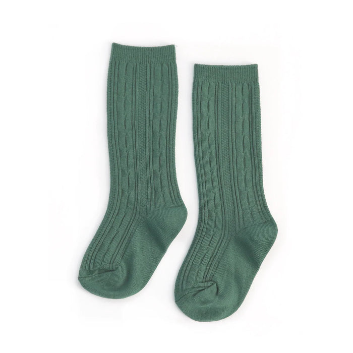 Spruce Cable Knit Knee High Socks